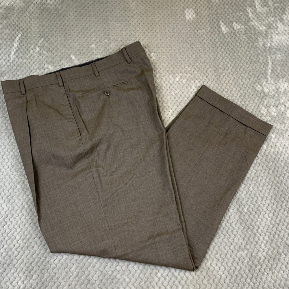 Ermenegildo Zegna Dress Pants Mens 36x30 Brown Wool Pleated Trousers